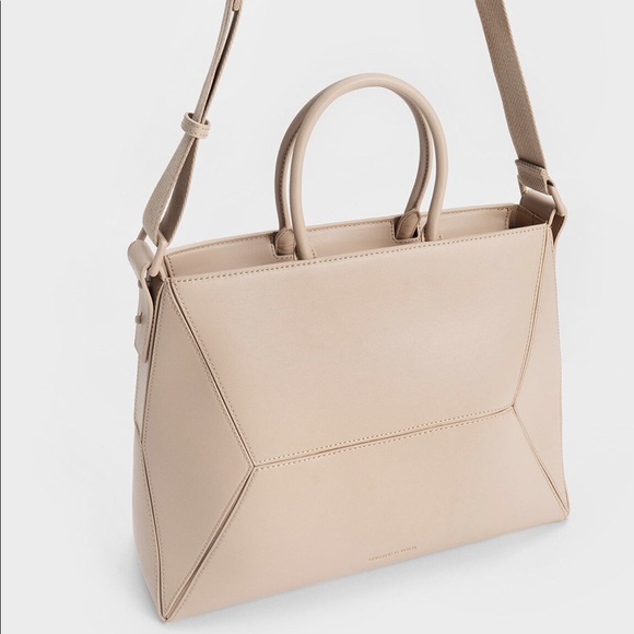 Charles & Keith Beige Geometric Tote Bag - Nasrin - Picture 1 of 3